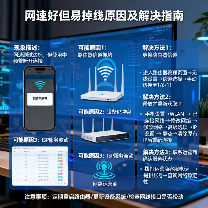 网速很好但容易掉线怎么办，网络频繁断开是什么原因
