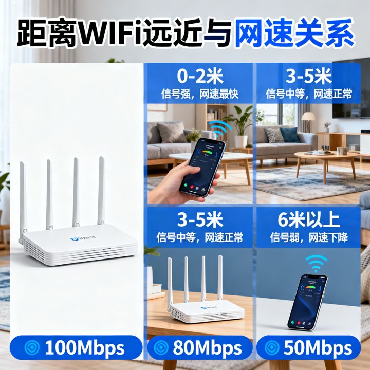 距离wifi远近与网速，路由器离多远网速最快？