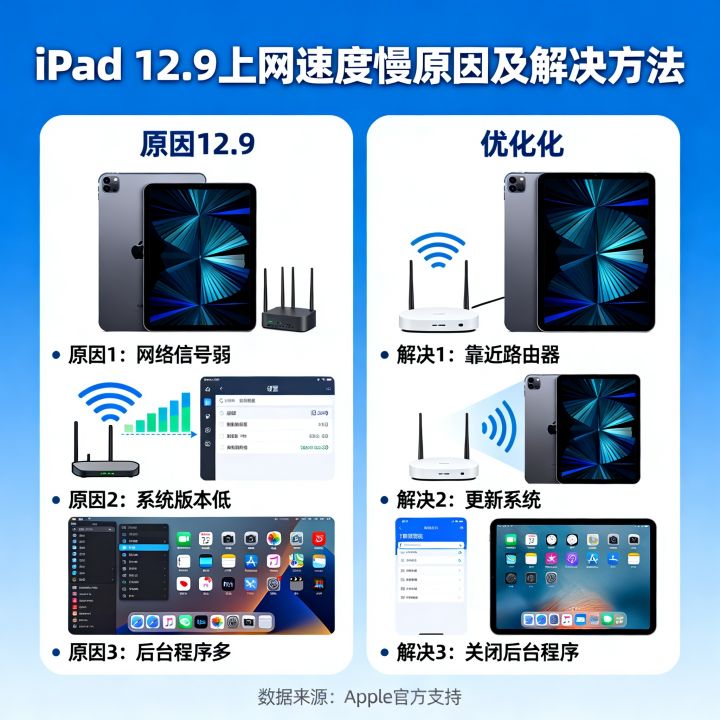 iPad 12.9上网速度慢是什么原因？，如何有效解决