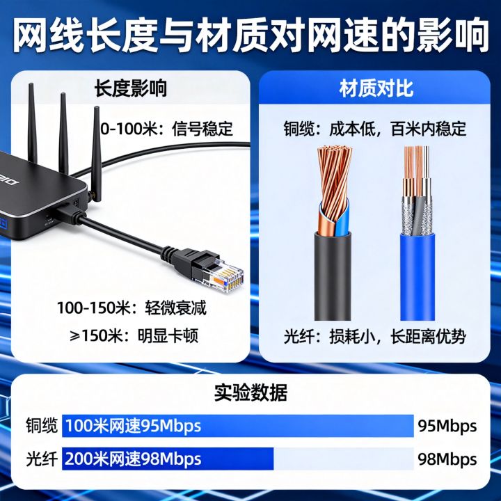 拉网线影响网速吗，网线长度和材质对网速有影响吗