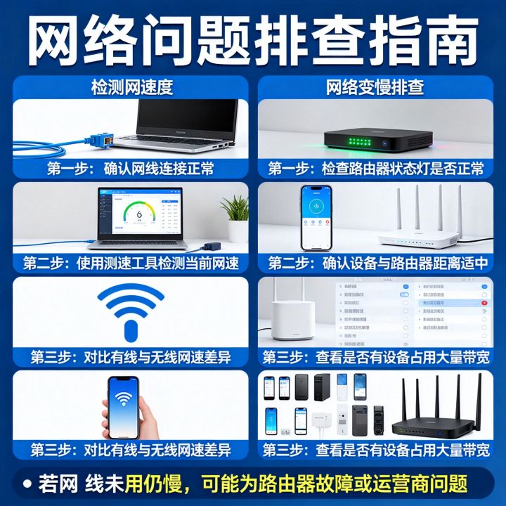 网线没用怎么检测网速，网络变慢排查方法有哪些