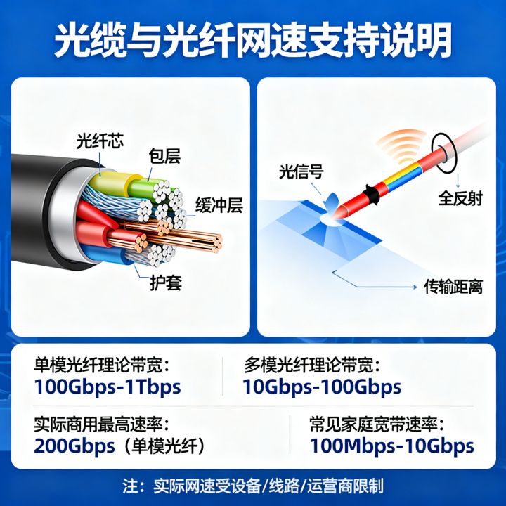 光缆能支持多少网速？光纤最高可以跑多少兆宽带