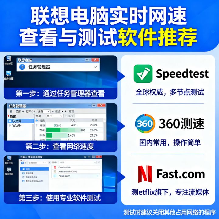 联想电脑如何查看实时网速？哪个网速测试软件最准确好用