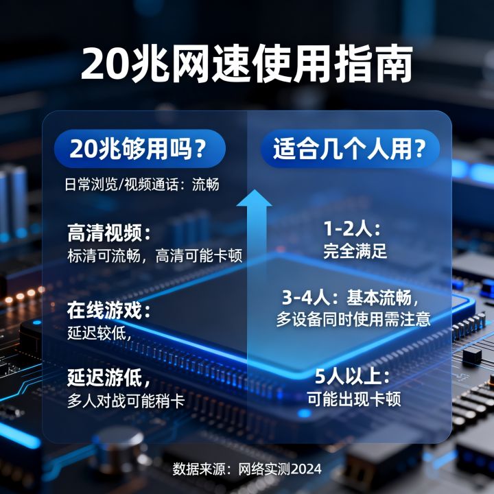 网速20兆够用么，20兆宽带适合几个人用？