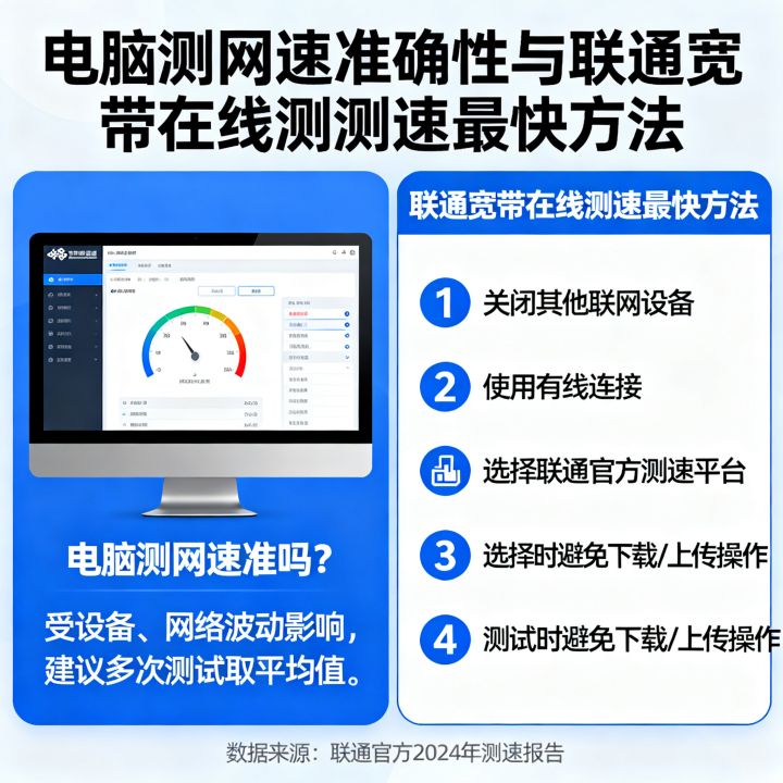 电脑测网速准吗，联通宽带在线测速怎么测最快