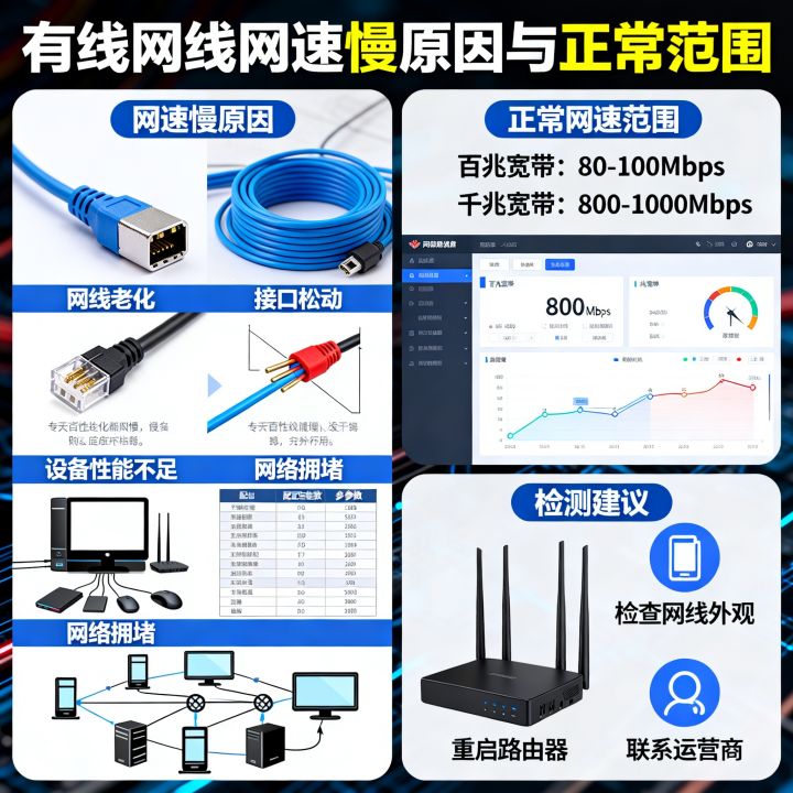 有线网线网速慢是什么原因？有线网线网速多少兆算正常