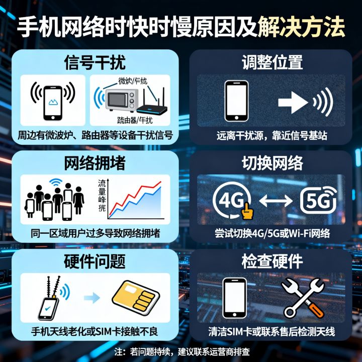 手机网速浮动大怎么回事，手机网络时快时慢原因及解决方法