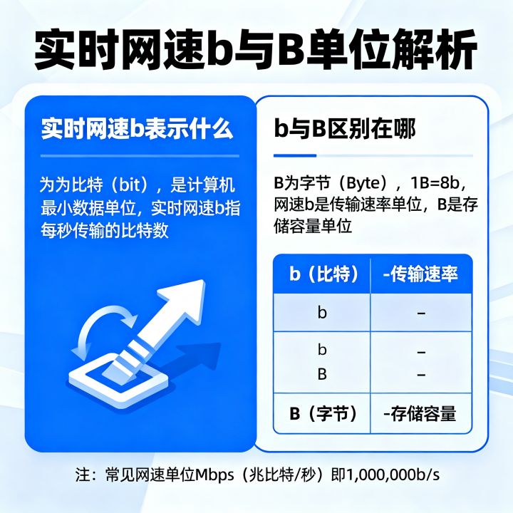 实时网速b表示什么,网速单位b和B区别在哪? 实时网速b表示什么,网速单位b和B区别在哪?