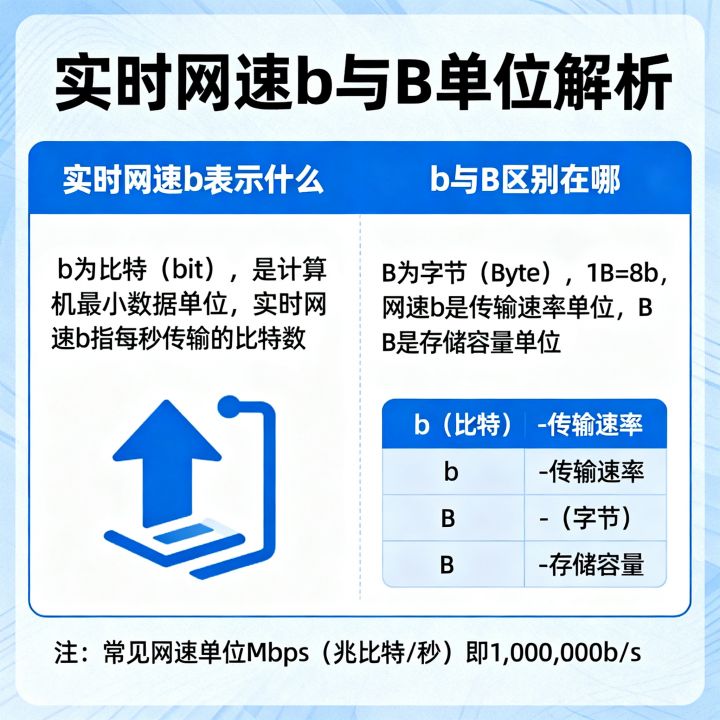 实时网速b表示什么,网速单位b和B区别在哪? 实时网速b表示什么,网速单位b和B区别在哪?