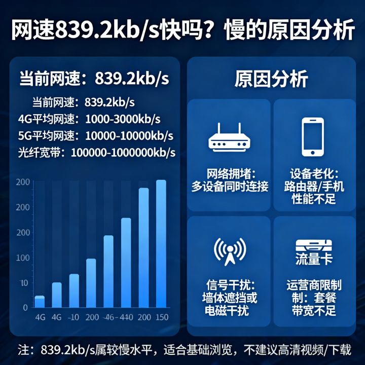 网速839.2kb/s算快还是慢，网速慢是什么原因造成的