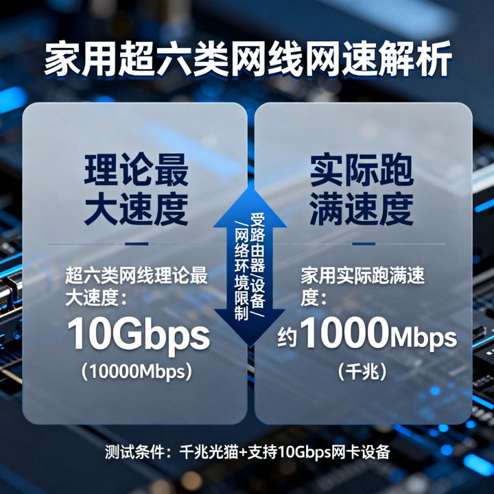网线网速能到多少，家用超六类网线实际跑满多少兆？