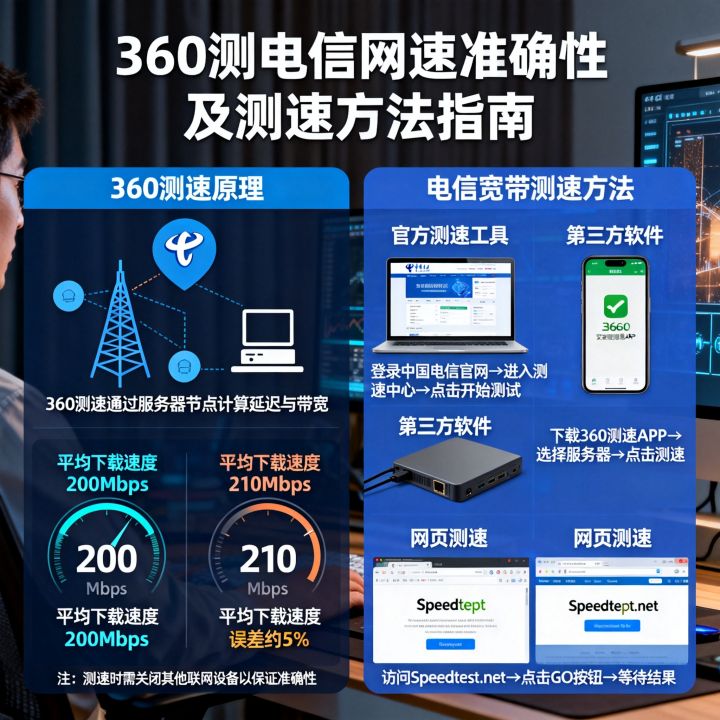 360测电信网速准不准，电信宽带测速方法有哪些？