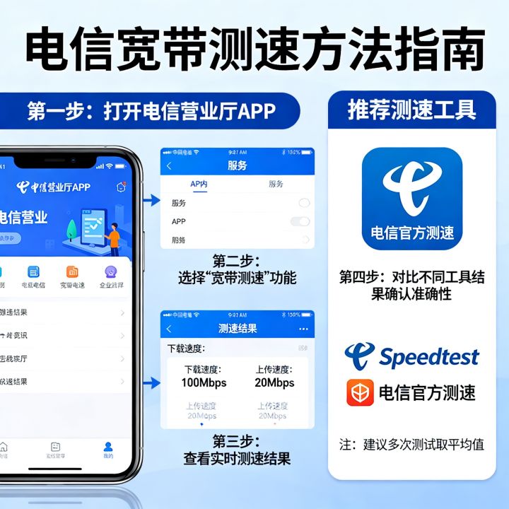 电信如何查询自家网速，宽带测速哪个准，电信如何查询自家网速，快速测宽带速度方法