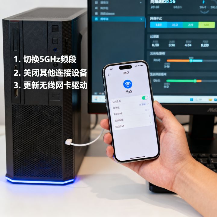 台式机用热点网速慢怎么解决，热点连接台式机网速不稳定优化技巧