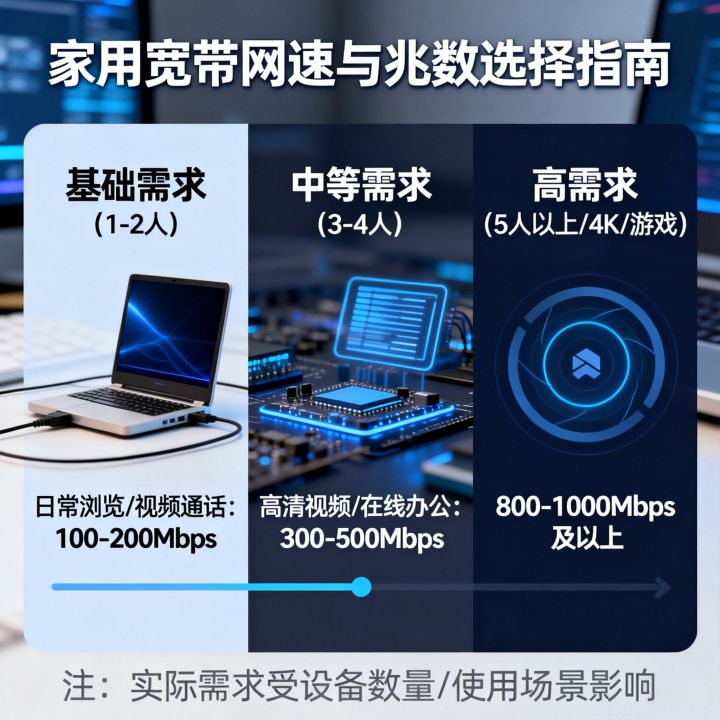 家用宽带多少网速够？家用宽带多少兆够用？