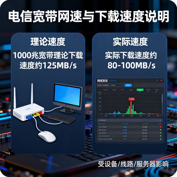 电信网速能到多少，电信宽带1000兆实际下载速度是多少？
