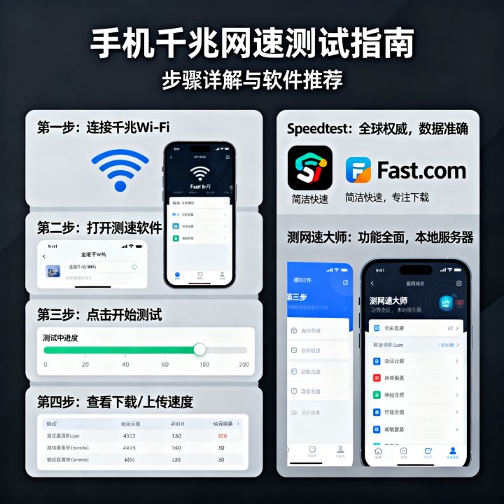 千兆网速手机怎么测试，手机测速软件哪个最准确