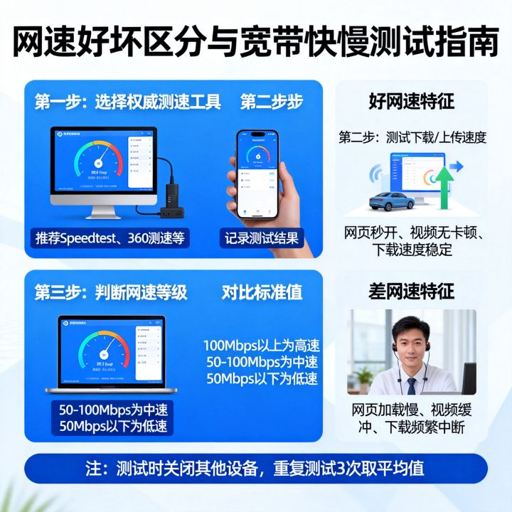 如何区分网速好坏，网速测试怎么判断宽带快慢？
