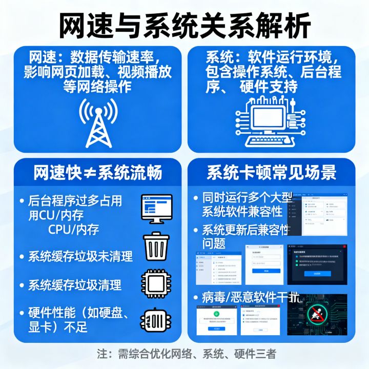 网速和系统的关系是什么，为什么网速快系统却卡顿？