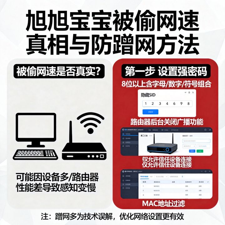 旭旭宝宝被偷网速是真的吗，怎么防止被蹭网速。