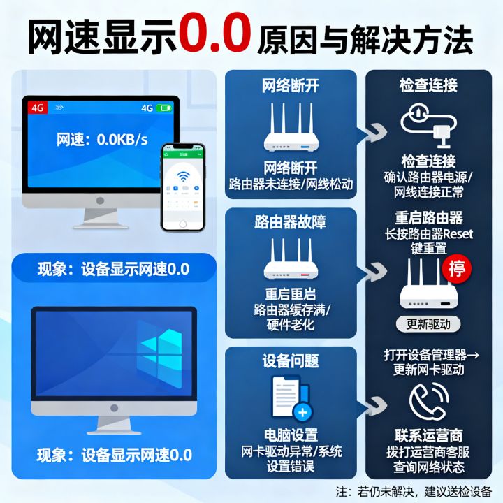 为什么网速显示0.0，网速显示0.0怎么回事怎么解决？