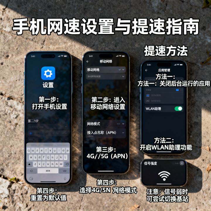 怎么设置手机的网速，手机网速慢怎么提速