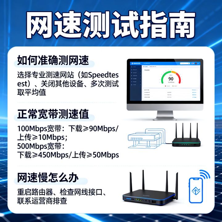 网速测试怎么测才准确，宽带测速多少算正常，网速慢怎么办