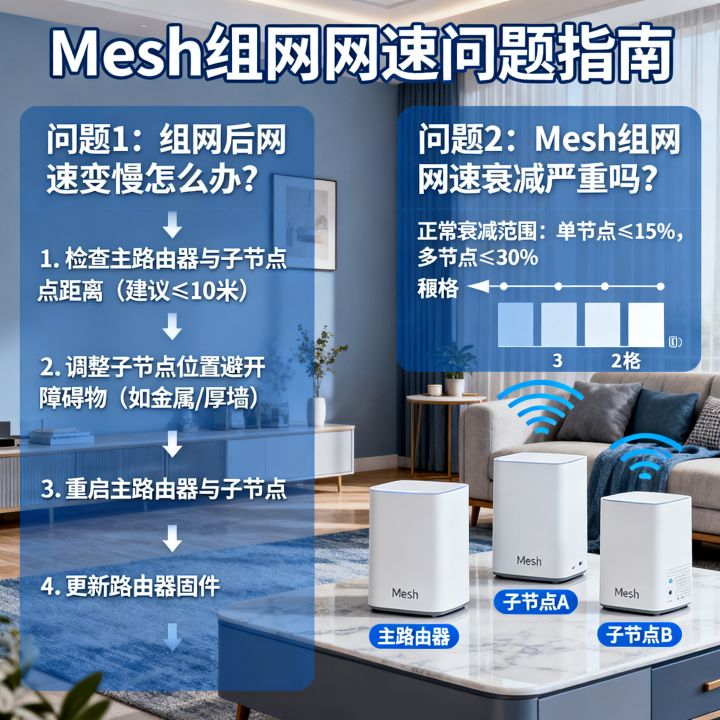 mesh组网后网速变慢怎么办，mesh组网网速衰减严重吗
