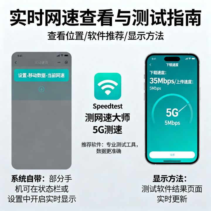 在哪里看实时网速？手机网速测试软件哪个准，实时网速显示方法