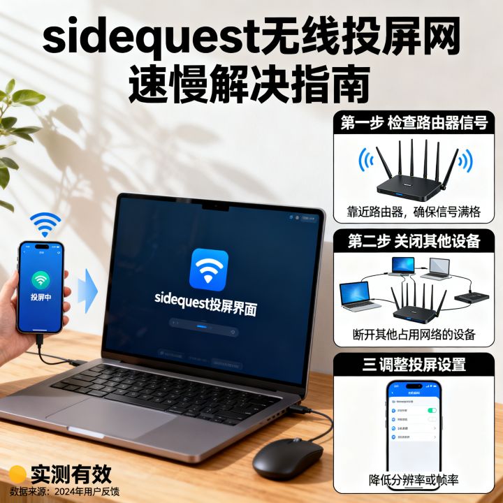 sidequest无线投屏网速慢怎么办？如何提升投屏速度？