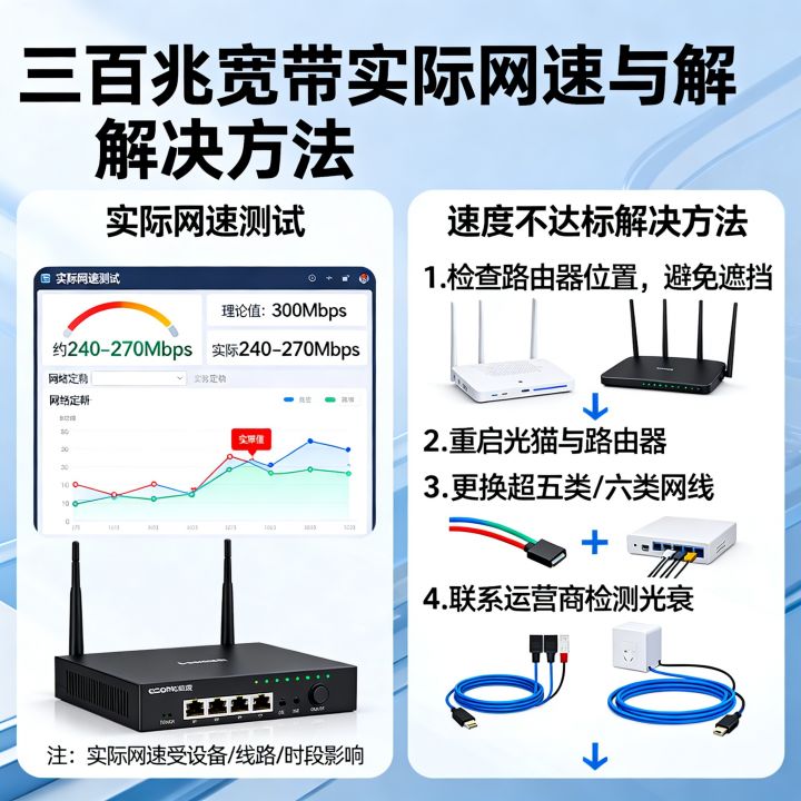 三百兆宽带实际网速是多少？宽带速度不达标解决方法