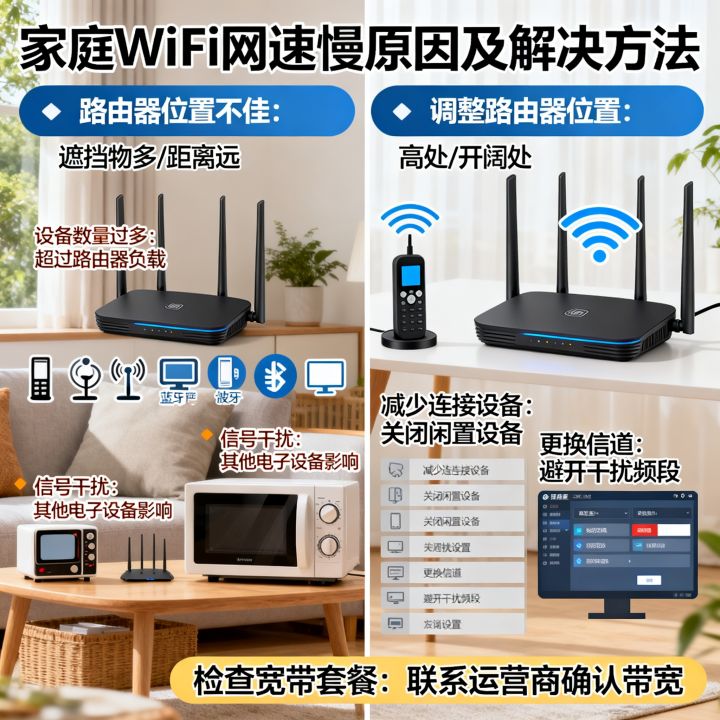 为什么一个WIFI网速慢，家里WIFI网速慢怎么解决