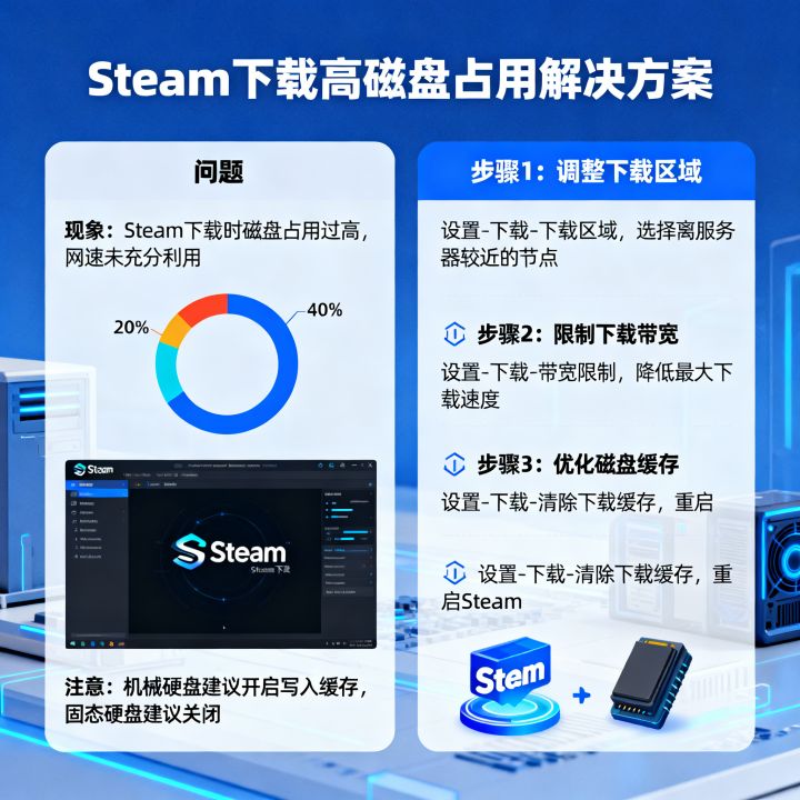 steam不跑网速跑磁盘，steam下载占用磁盘怎么办？