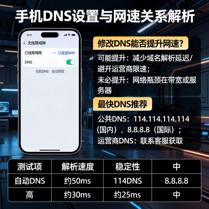 修改手机DNS能提升网速吗，手机DNS改成什么网速最快？