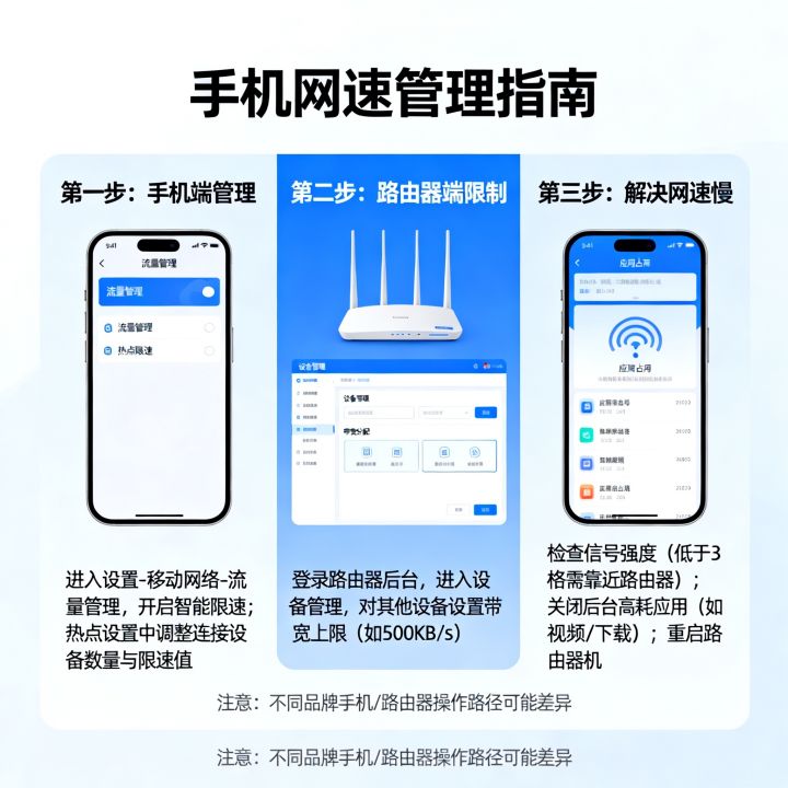 手机如何管理网速，限制其他设备网速，手机网速慢怎么办