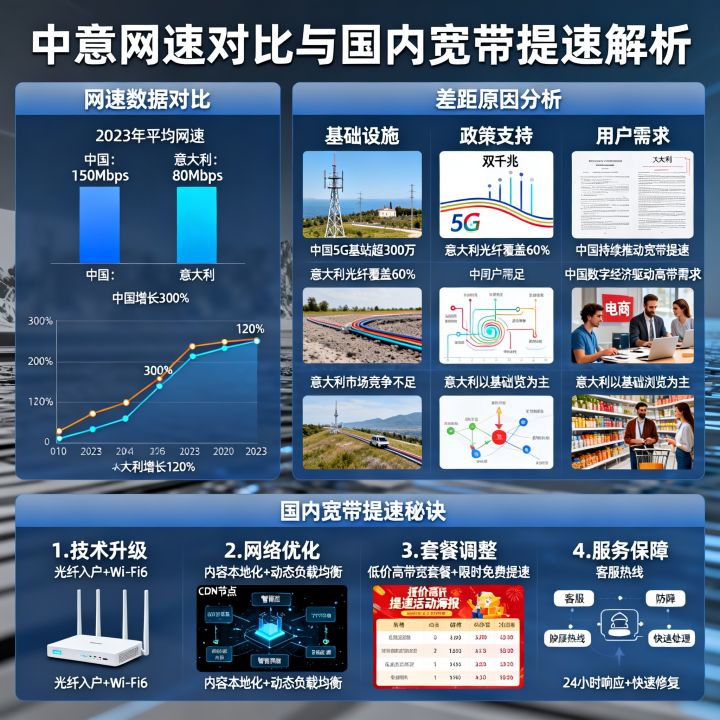 意大利和中国网速哪个快？为什么差距那么大，国内宽带提速秘诀