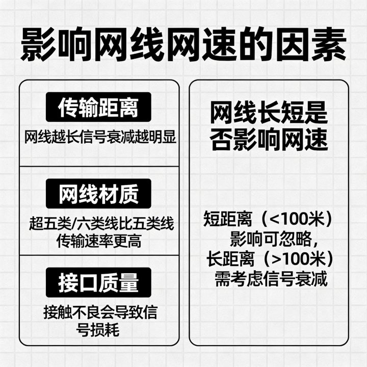 影响网线网速的因素有哪些，网线长短会影响网速快慢吗？