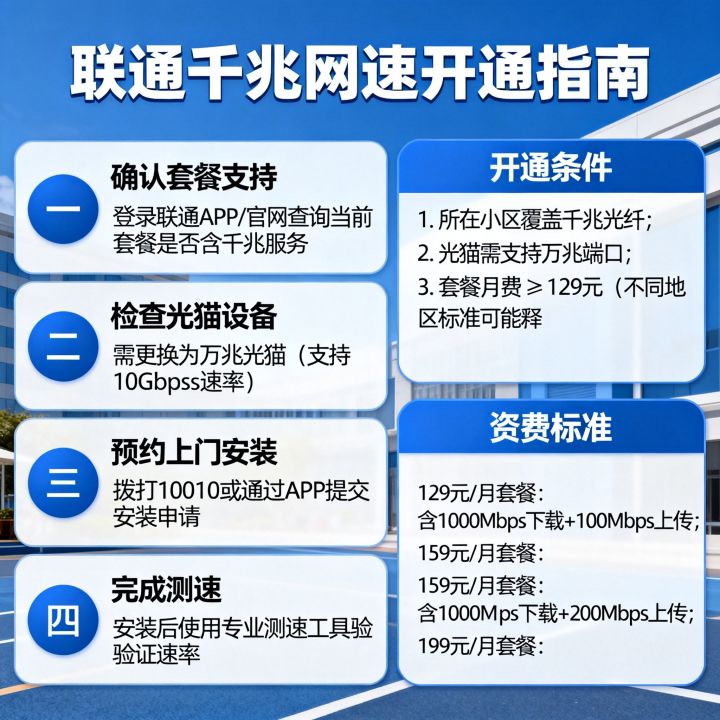 联通怎么开通千兆网速？需要哪些条件和资费标准？