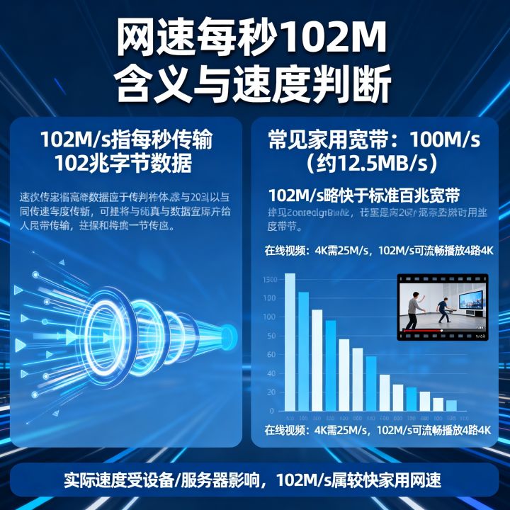 网速每秒102M是什么意思，网速102M每秒算快吗？