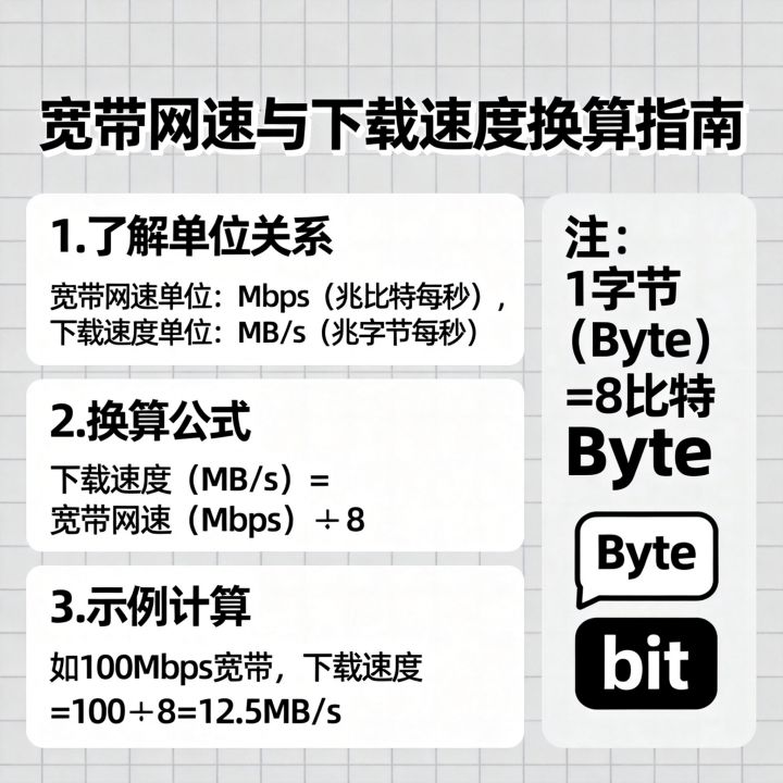 怎么换算宽带网速，宽带网速与下载速度的换算公式是什么？