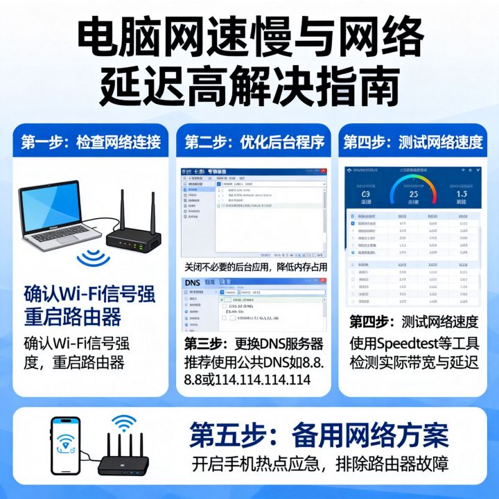 电脑网速慢怎么办，网络延迟高怎么解决