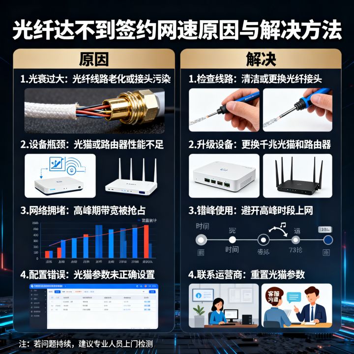 光纤达不到签约网速是什么原因导致的，怎么解决？