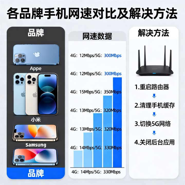 各品牌手机网速对比哪家强，手机网速慢怎么解决