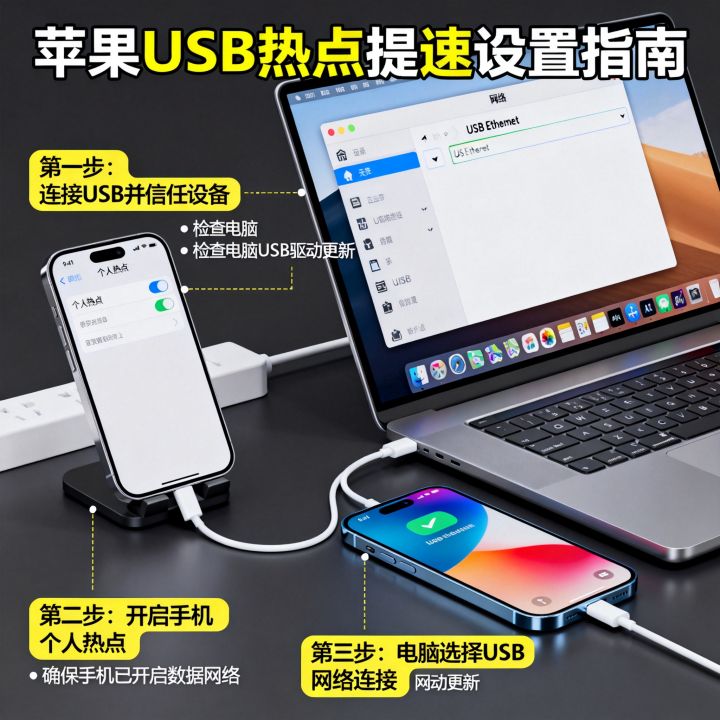苹果USB热点网速太慢怎么解决，USB网络共享提速设置方法