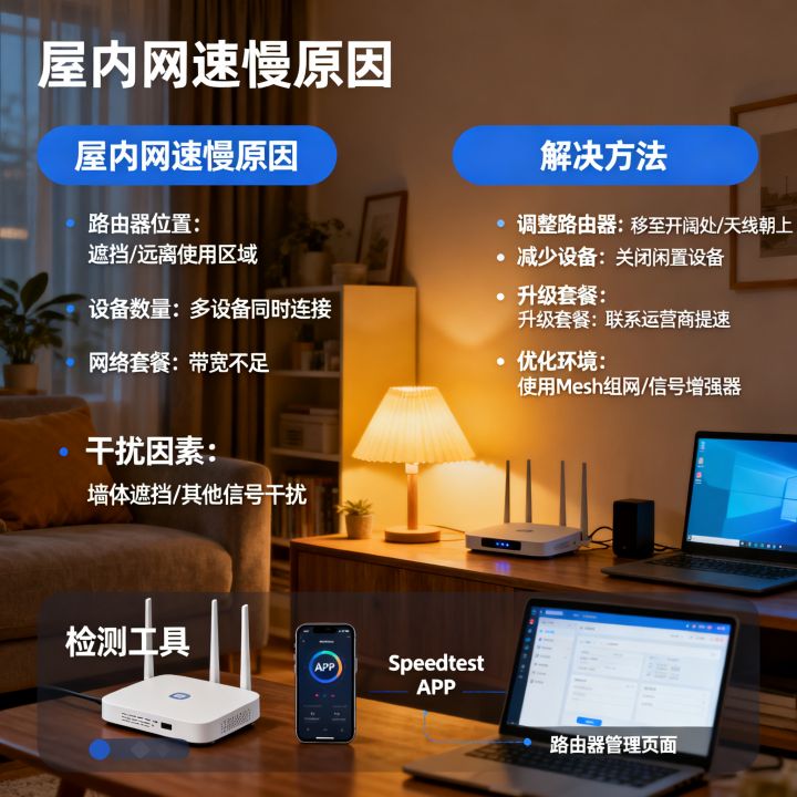 屋内网速慢怎么办，网速慢是什么原因导致的
