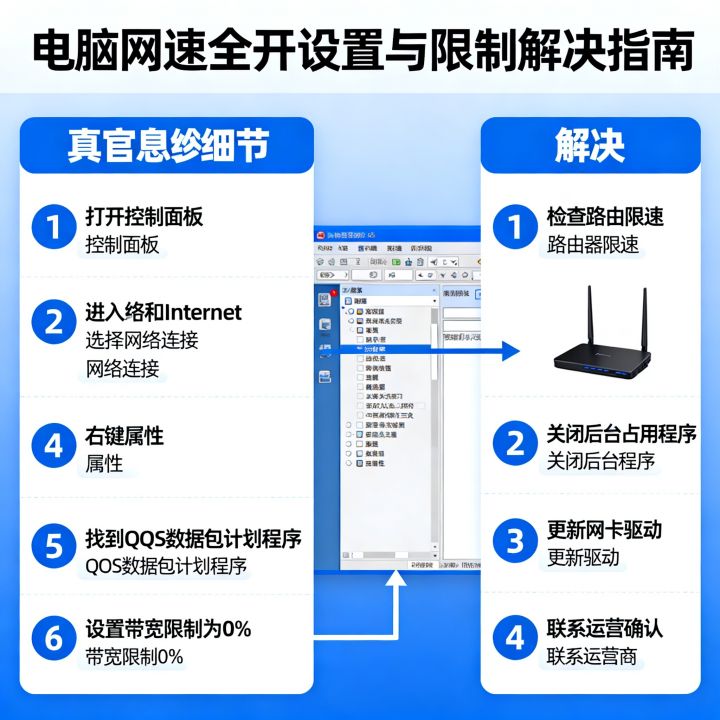 电脑怎么设置网速全开，网速被限制怎么解决