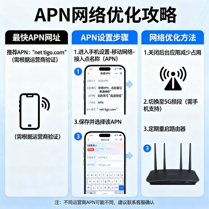 网速最快的APN网址是什么，怎么设置APN提升网速，如何优化网络速度？