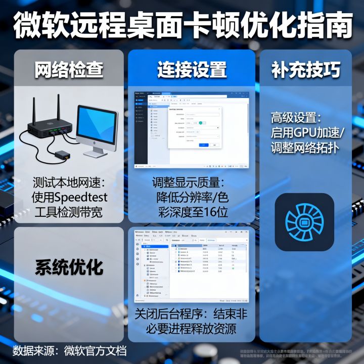 微软远程桌面网速慢怎么解决，远程桌面连接卡顿优化技巧