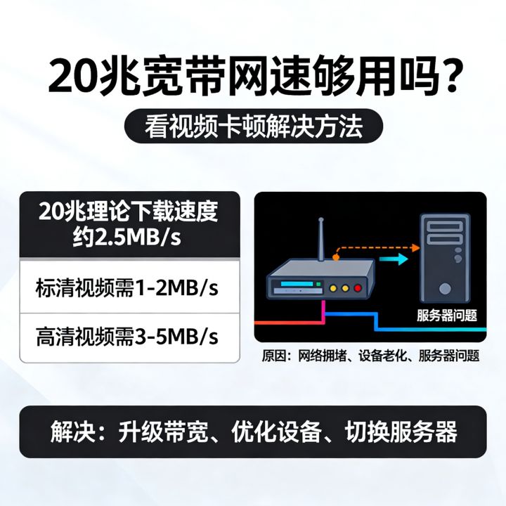 20兆宽带网速够用吗，看视频会卡顿怎么办？