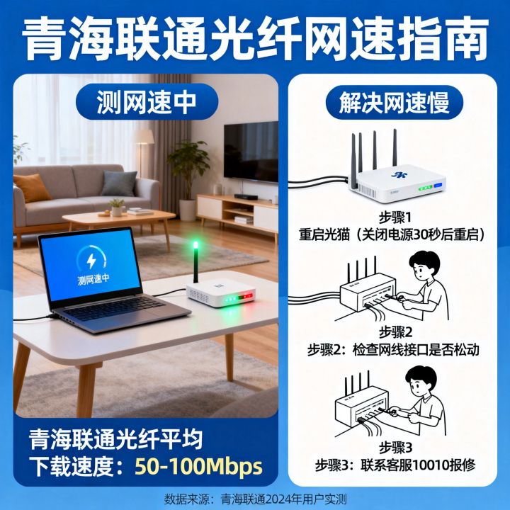 青海联通光纤测网速多少，联通光纤网速慢怎么办